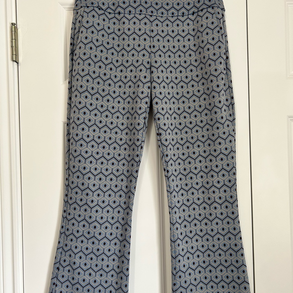 CAbi Tessera Crop Pants - Blue and Brown